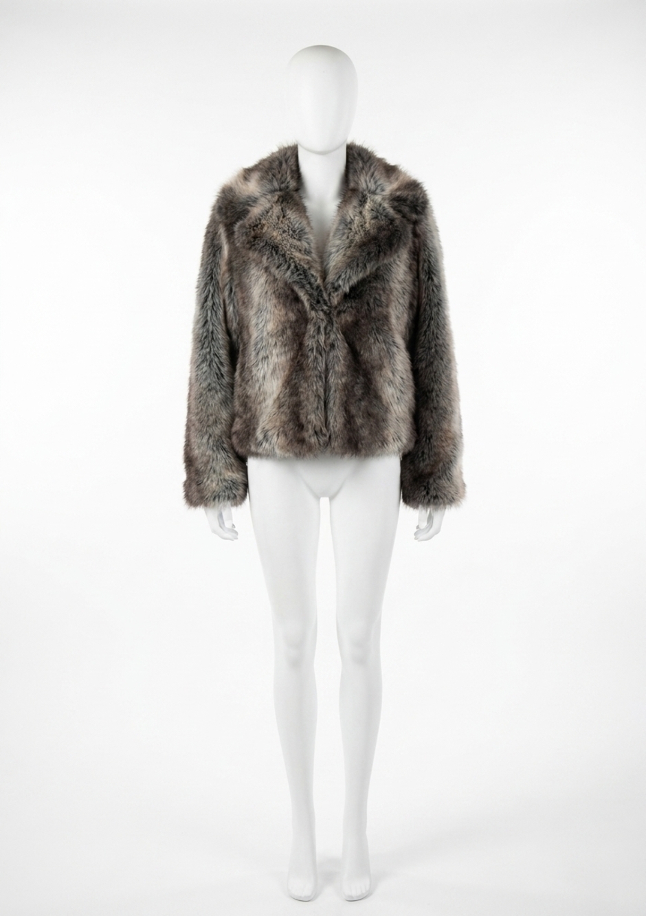 NEW LOVESTITCH ombre faux fur jacket in charcoal